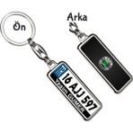 Hediye Zengini Kişiye Özel Skoda Fiber Logo Tema Plaka Anahtarlık - Gümüş