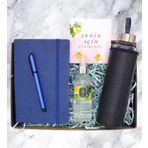 Hediyebiziz HEDİYE KUTUSU - DEFTER & CAM MATARA & KALEM & KOLONYA