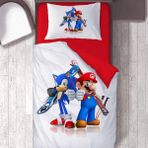 Hediyechy Sonic ve Mario Temalı Baskılı Tek Kişilik Nevresim Takımı - Renkli - 160 x 220 cm