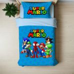 Hediyechy Super Mario Temalı Baskılı Tek Kişilik Nevresim Takımı - Renkli - 160 x 220 cm