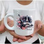 Hediyeci Abla Her Yaşa ve Zevke Uygun Paris Eyfel Kulesi Keman Beyaz Kupa Bardak