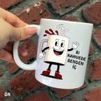 Hediyeci Abla Size Özel Bi Kahvede Benden İç Seramik Baskılı Beyaz Kupa Bardak