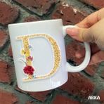 Hediyeci Abla Size Özel D Harfli Seramik Baskılı Beyaz Kupa Bardak
