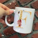 Hediyeci Abla Size Özel F Harfli Seramik Baskılı Beyaz Kupa Bardak