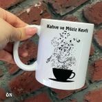 Hediyeci Abla Size Özel Kahve ve Müzik Keyfi Seramik Baskılı Beyaz Kupa Bardak