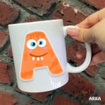 Hediyeci Abla Size Özel Neşeli Çocuk Harfli A Seramik Baskılı Beyaz Kupa Bardak