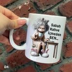 Hediyeci Abla Size Özel Sabah Kahve İçmeden Ben Seramik Baskılı Beyaz Kupa Bardak
