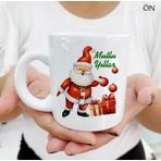 Hediyeci Abla Yeni Yıl Mutlu Yıllar Noel Baba Renkli Tasarımlar ve Dekoratif Kişiye Özel Beyaz Kupa Bardak