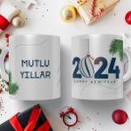 Hediyeci Market HMK-00023-01 Kişiye Özel 2024 Yılbaşı Temalı Beyaz Kupa Bardak