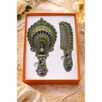 hediyeconcepti Osmanlı Vintage Tavus Kuşu Desenli El Aynası & Tarak Seti – Antik Gümüş Tonlu Hediyelik Set