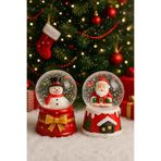HediyeFilesi 2 Adet Led Işıklı Mini Kar Küresi 6,5 cm – Noel Baba & Kardan Adam Dekoratif Işıklı Biblo