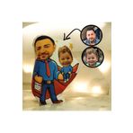 Hediyefoni Kişiye Özel Süper Baba Ve Çoçuk Şekilli Bez Bebek Yastık