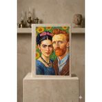 Hediyefuryası Frida Kahlo ve Vincent Van Gogh Portreli Bez Kitap Kılıfı - Çok Renkli