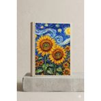 Hediyefuryası Van Gogh Ayçiçekleri ve Yıldızlı Gece Temalı Bez Kitap Kılıfı - Çok Renkli