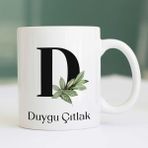 Hediyehanesi Baş Harf Tasarımlı Isme Özel Seramik Kahve Kupası - Beyaz - Turuncu - 250 ml