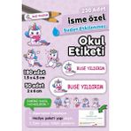 Hediyehanesi Unicorn Temalı 230 Adet Kişiye Özel Yırtılmaz Suya Dayanıklı İsimli Defter Kalem Okul Etiketi Beyaz