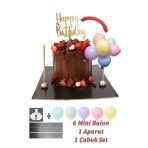 Hediyehobihersey 6Lı Mini Makaron Pasta Balonu, Aparatı Ve Çubuğu Set
