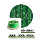 hediyehobihersey Futbol Sahası Ve Futbol Topu Yan Şerit Resimli Yenilebilir Pasta Ve Kurabiye Baskısı, Şekerli Kağıt