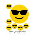 Hediyehobihersey Gözlüklü Sırıtan Yüz Emoji 7 Adet A4 Yenilebilir Süsü Pasta Kurabiye Şeker Hamuru Kağıt Baskısı