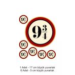 Hediyehobihersey Harry Potter 9 3/4 7 Adet Yuvarlak Yenilebilir Pasta Süsü Kurabiye Cupcake Şeker Hamuru Kağıt Baskı