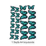 Hediyehobihersey Kelebekler Deseni Yeşil A4 Boyutunda Yenilebilir Süsü Pasta Kurabiye Şeker Hamuru Kağıt Baskısı