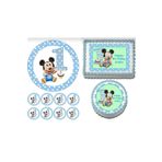 hediyehobihersey Mickey Mouse Baskılı 1 Yaş Resimli Yenilebilir Şeker Kağıt Pasta ve 8 Adet Kurabiye Baskısı MKS83402893