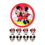 hediyehobihersey Mickey Mouse & Minnie Mouse Resimli Yenilebilir Şeker Kağıt Pasta Ve Kurabiye Baskısı