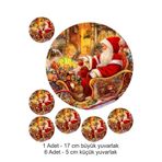 hediyehobihersey Noel Baba Santa Claus 7 Adet A4 Yenilebilir Süsü Pasta Kurabiye Şeker Hamuru Kağıt Baskısı