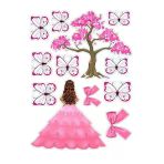 hediyehobihersey Pembe Kız ve Kelebekler Şekerli Kağıda Baskı Yenilebilir Kağıt Pasta Baskısı