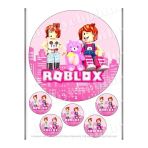 hediyehobihersey Pembe Roblox Yenilebilir Gıda Baskısı, Yenilebilir Pasta Süsü, Kurabiye Şekerli Kağıt