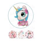 hediyehobihersey Sevimli Unicorn Yenilebilir Gıda Baskısı, Yenilebilir Pasta Süsü, Kurabiye Şekerli Kağıt