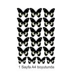 hediyehobihersey Siyah Kelebekler Deseni A4 Yenilebilir Süsü Pasta Kurabiye Şeker Hamuru Kağıt Baskısı
