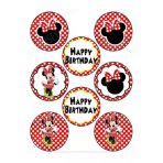 hediyehobihersey Yeni Minnie Mouse Resimli Yenilebilir Pasta Üstü Şeker Kağıdı Baskısı, Yenilebilir Baskı