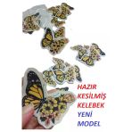 hediyehobihersey Yeni Model Sarı Hazır Kesilmiş Kelebekler Şekerli Kağıda Baskı Yenilebilir Kelebekler Baskısı