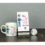 Hediyelen Cerrahi Hemşireye Hediye Üçlü Set (Kupa + Telefon Standı + Anahtarlık)