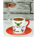 Hediyelen Kara Kuvvetleri Astsubay Türk Kahvesi Fincanı Kırmızı