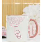 Hediyelen Love Şemsiye Tasarımlı Kupa Bardak Pembe