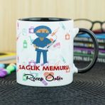 Hediyelen Sağlık Memuru Siyah Kupa Bardak