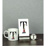 Hediyelen T Harfi Üçlü Set (Kupa + Telefon Standı + Anahtarlık)