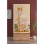 Hediyeler Kapında 2 Kapaklı Cute Giraffe 5 Raflı 2 Çekmeceli Askılı Ahşap Gardırop