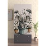 Hediyeler Kapında 2 Kapaklı Elephant Pot 5 Raflı 2 Çekmeceli Askılı Antrasit Gardırop