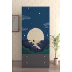 Hediyeler Kapında 2 Kapaklı Full Moon 5 Raflı 2 Çekmeceli Askılı Antrasit Gardırop