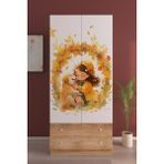 Hediyeler Kapında 2 Kapaklı Golden Friends 5 Raflı 2 Çekmeceli Askılı Ahşap Gardırop