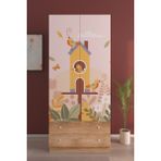 Hediyeler Kapında 2 Kapaklı Lovely Sparrows 5 Raflı 2 Çekmeceli Askılı Ahşap Gardırop