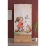 Hediyeler Kapında 2 Kapaklı Moment 5 Raflı 2 Çekmeceli Askılı Ahşap Gardırop