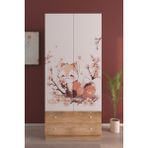 Hediyeler Kapında 2 Kapaklı Spring Fox 5 Raflı 2 Çekmeceli Askılı Ahşap Gardırop