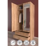 Hediyeler Kapında Aynalı 2 Kapaklı 5 Raflı 2 Çekmeceli Askılı Ahşap Gardırop