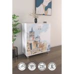 Hediyeler Kapında Watercolor Urban 4 Raflı Ayakkabılık Antre Hol Çok Amaçlı Ayakkabı Dolabı - Beyaz