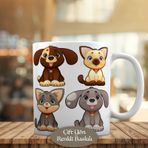 HEDIYELIK-1196-45 Gülümseyen Minik Kedi Köpek Dostluğu Kupa Bardak