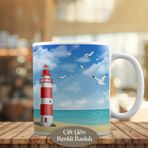 HEDIYELIK-1284-11467 Deniz Feneri İllüstrasyon Kupa Bardak